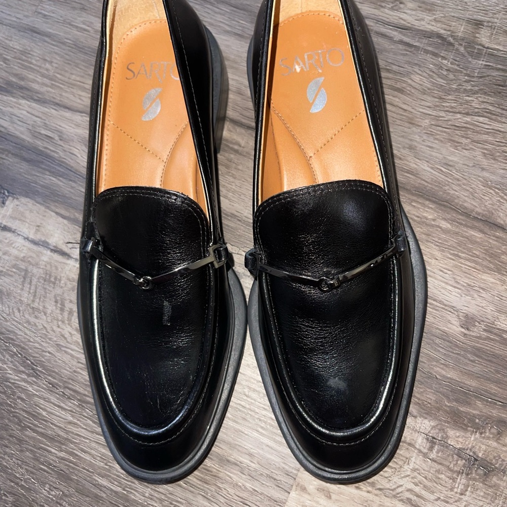 Franco Sarto Black Leather Women's Loafers 5.5W